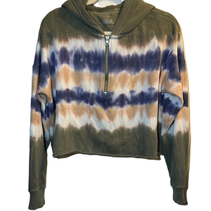 Aerie Green and Blue Cropped Hoodie with Relaxed Fit